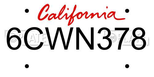 6CWN378 California License Plate