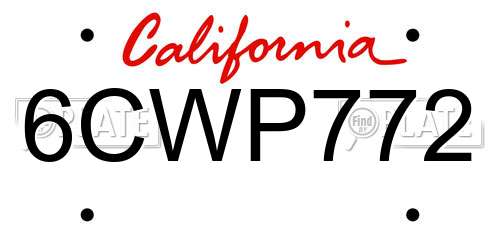 6CWP772 California License Plate