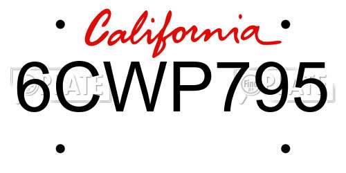 6CWP795 California License Plate