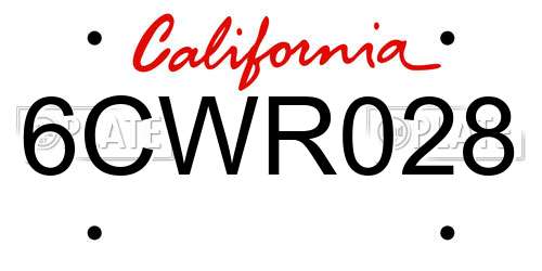 6CWR028 California License Plate