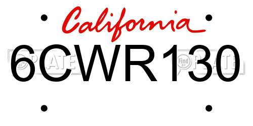 6CWR130 California License Plate