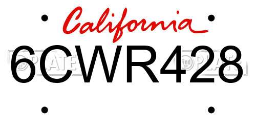 6CWR428 California License Plate