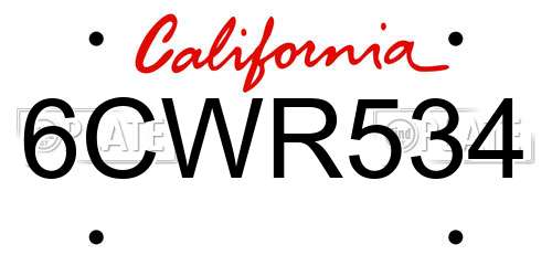 6CWR534 California License Plate