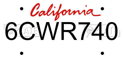 6CWR740 California License Plate