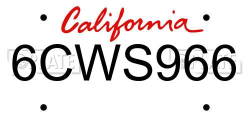 6CWS966 California License Plate