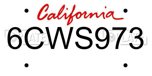 6CWS973 California License Plate