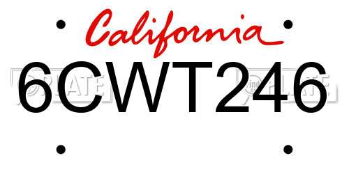 6CWT246 California License Plate