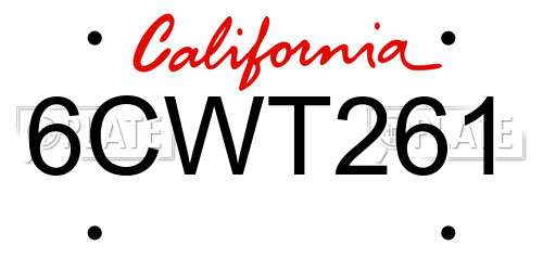 6CWT261 California License Plate
