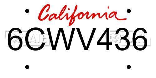 6CWV436 California License Plate