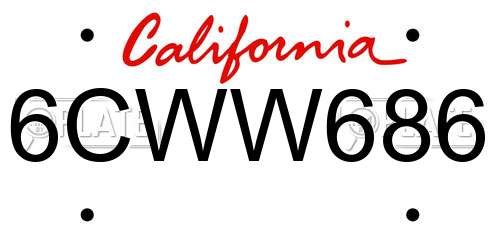 6CWW686 California License Plate