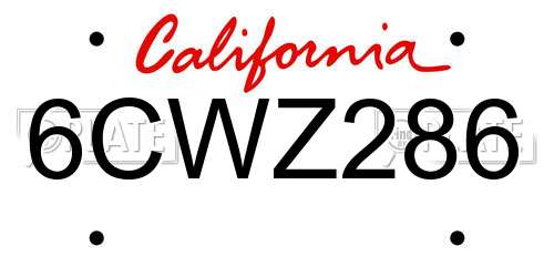 6CWZ286 California License Plate