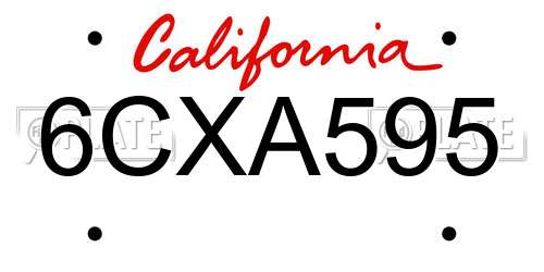6CXA595 California License Plate