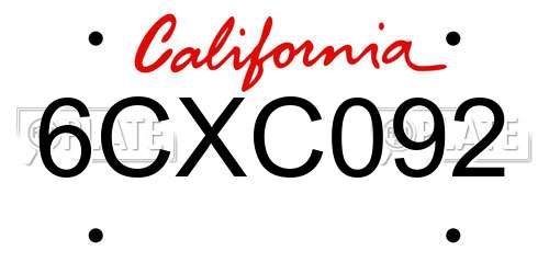 6CXC092 California License Plate