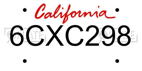 6CXC298 California License Plate