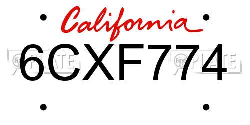 6CXF774 California License Plate