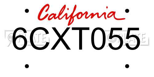 6CXT055 California License Plate