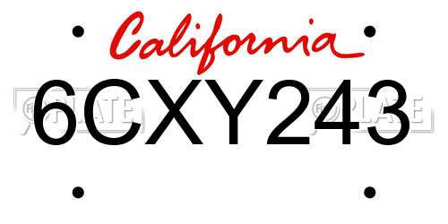6CXY243 California License Plate