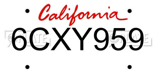 6CXY959 California License Plate