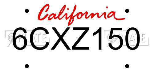 6CXZ150 California License Plate