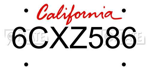 6CXZ586 California License Plate