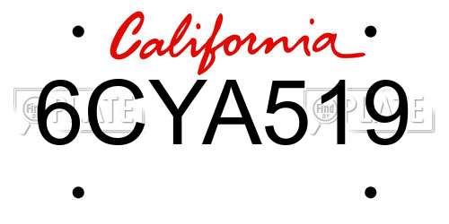 6CYA519 California License Plate