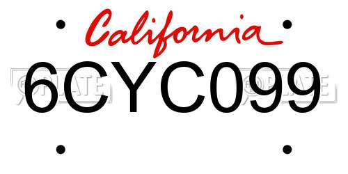 6CYC099 California License Plate