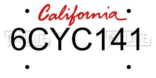 6CYC141 California License Plate