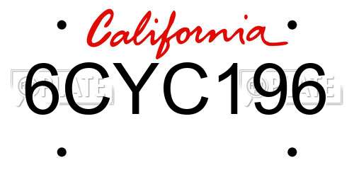 6CYC196 California License Plate