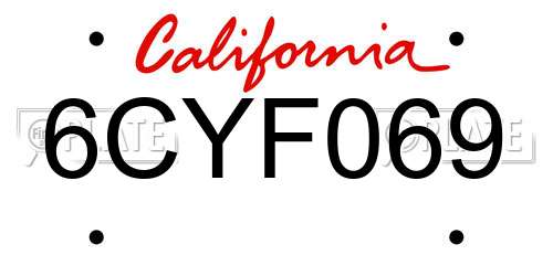 6CYF069 California License Plate