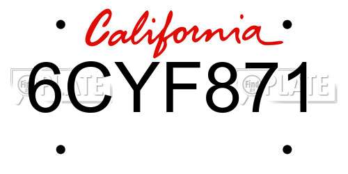 6CYF871 California License Plate