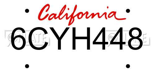 6CYH448 California License Plate