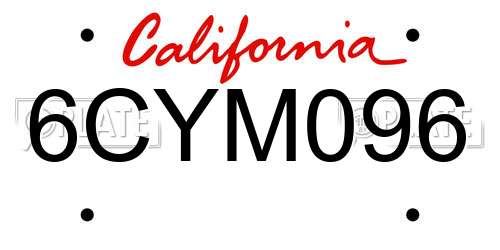6CYM096 California License Plate