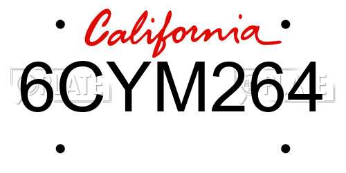 6CYM264 California License Plate