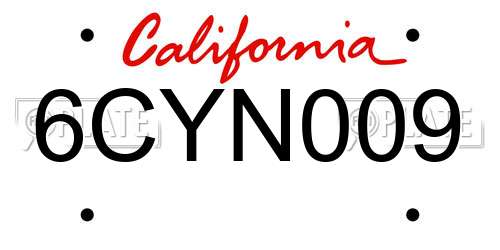 6CYN009 California License Plate