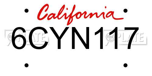 6CYN117 California License Plate
