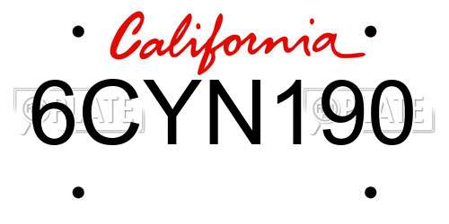 6CYN190 California License Plate