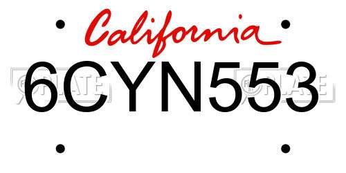 6CYN553 California License Plate
