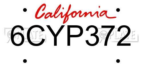 6CYP372 California License Plate