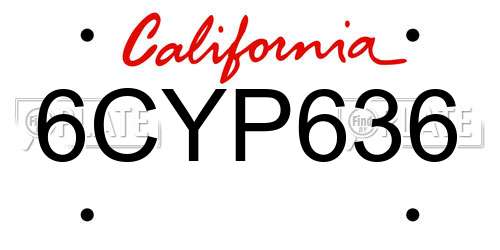 6CYP636 California License Plate
