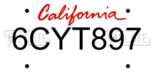 6CYT897 California License Plate