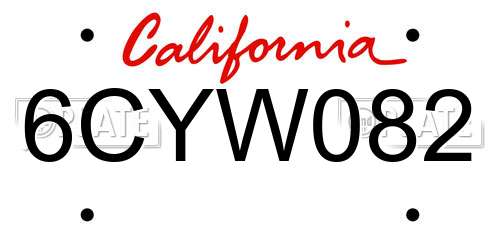 6CYW082 California License Plate