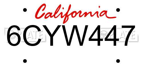 6CYW447 California License Plate