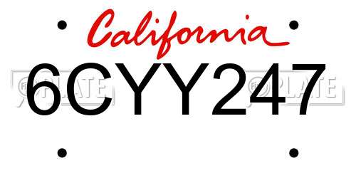6CYY247 California License Plate