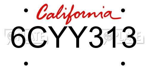 6CYY313 California License Plate