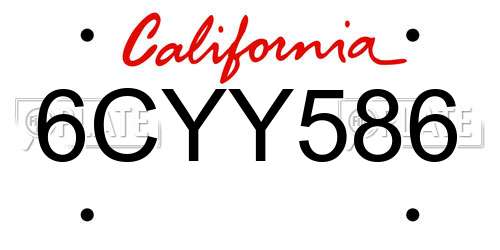 6CYY586 California License Plate