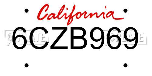 6CZB969 California License Plate