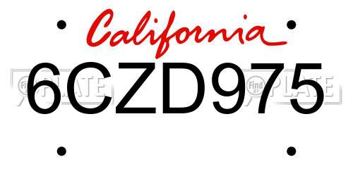 6CZD975 California License Plate