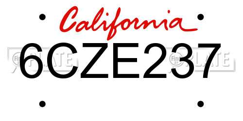 6CZE237 California License Plate