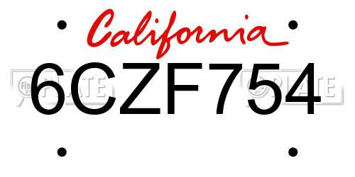 6CZF754 California License Plate