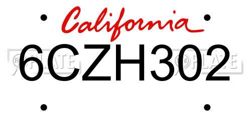 6CZH302 California License Plate